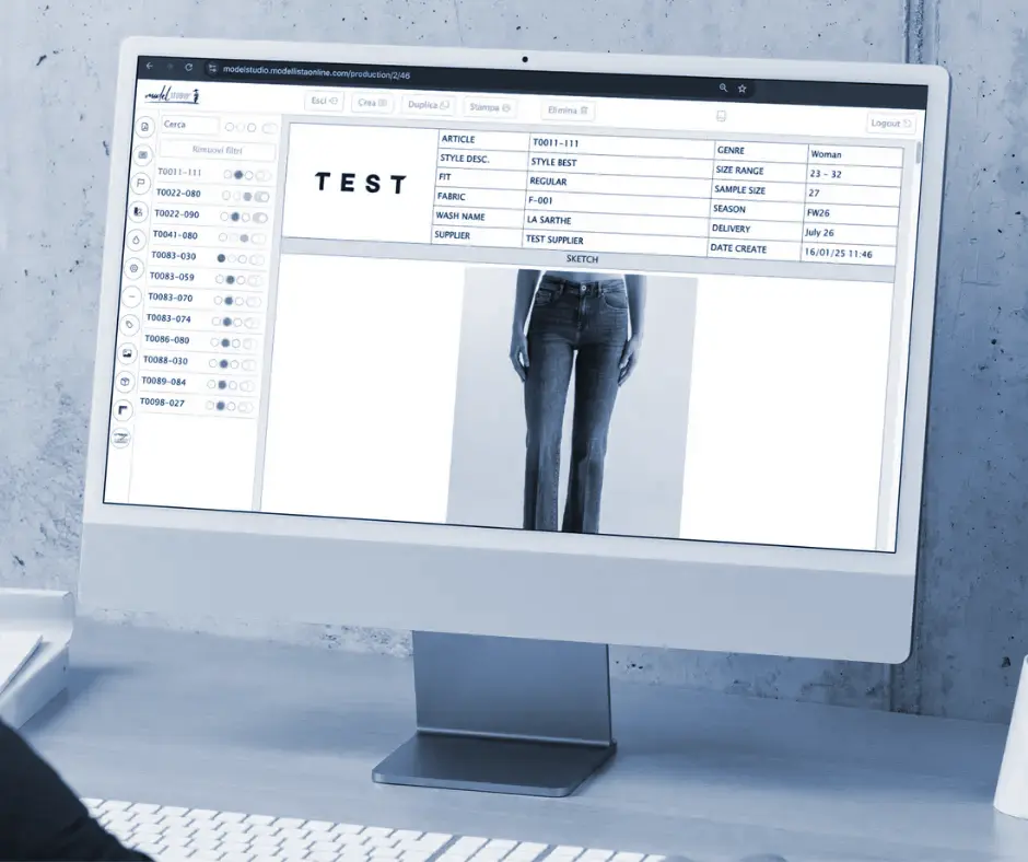 Schede tecniche di confezione per l'industrializzazione dell'abbigliamento - guida Model Studio